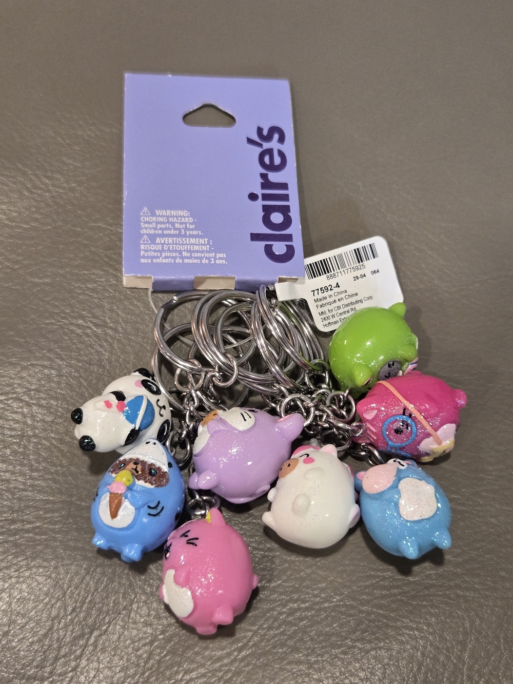 Claire's Pink & Multicolor Cute Animal Charm 8 PCs Keychain Set